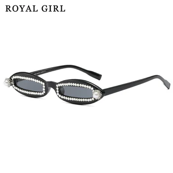 ROYAL CHICA Oval Pequeño Marco de Gafas de sol de las Mujeres de la Vendimia Retro de Diseño de la Marca de Gafas de Sol 2020 Diamante de la Perla de la Decoración de las Gafas ss238