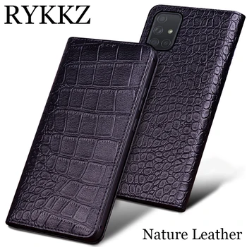 RYKKZ una funda de piel Para Samsung Galaxy A71 Ultra Delgada Cubierta protectora de Handmake Casos de Cuero Para la Galaxia A51