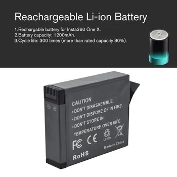 Reachargeable Li-ion Batería Para Insta360 UNO X 1200mAh 3.8 V 4.56 Wh Batería de LiPo Para Insta360 UNO X Accesorios para la Cámara