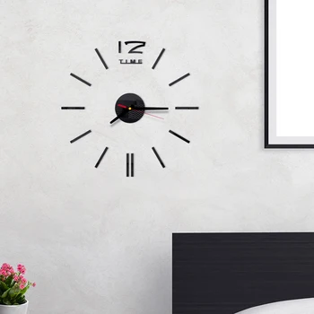 Reloj reloj Relojes de Pared Horloge 3D Diy de Acrílico del Espejo de la etiqueta Engomada de la Decoración del Hogar de la Sala de Cuarzo Aguja de la Pared de la Habitación de Palo de Decoración