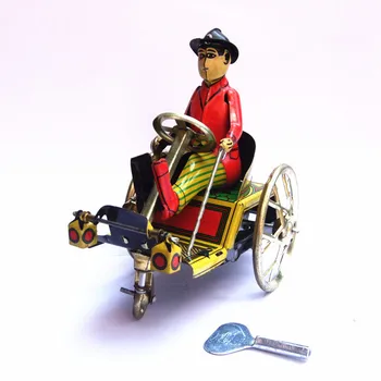 Retro Caballero Montar en Triciclo Modelo de Viento de hasta un Reloj de Estaño de Juguetes Coleccionables de Escritorio Adorno Regalo de Cumpleaños