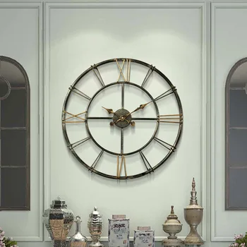 Retro Creativo Reloj de Pared de estilo Sencillo y Moderno, Silencioso Metal Mecanismo de Reloj de Diseño Nórdico Dormitorio Reloj De Pared Decoración del Hogar BW50WC