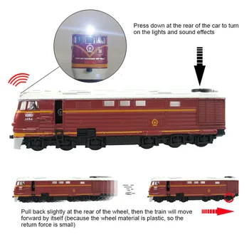Retro Fundido Dongfeng Locomotora de Tren Tire hacia Atrás el Modelo con LED Sonido de los Niños de Juguete