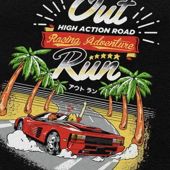 Retro Out Run T-Shirt Hombres de Suave Algodón de Manga Corta de los 80s Retro Arcade, Juego de la Camiseta de la Aventura de Carreras Huir de la Camiseta Ropa de Regalo