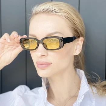 Retro Rectángulo de Gafas de sol de los Hombres de Verano de Visión Nocturna gafas de Sol Para mujer 2020 de la Moda Pequeño Ojo de Gato Gafas de Tonos Droshipping