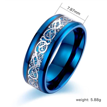 Roca anillos de los hombres de color azul con incrustaciones de Nibelungo anillo del acero inoxidable de la moda negro de hip hop de Acero rojo color de los anillos regalos masculinos Accesorios