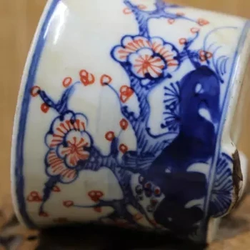 Rojo de Hielo Ciruela Maceta de Flores en Azul y Blanco Esmalte de Porcelana antigua