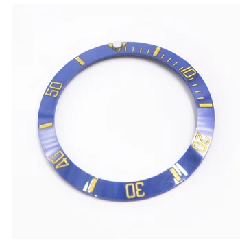 Rolamy parte Superior de Reemplazo de color Azul Con Oro Escritos Reloj de Cerámica Bisel de 38 mm Inserto de Rolex Submariner GMT 40mm 116610 LN