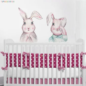 Rubor rosa Conejos Grandes Lindo Pegatinas de Pared de la Decoración de la Habitación de los Niños 3D Decoración del Hogar, Sala de estar cuarto del Bebé de Vinilo de la Pared Calcomanía