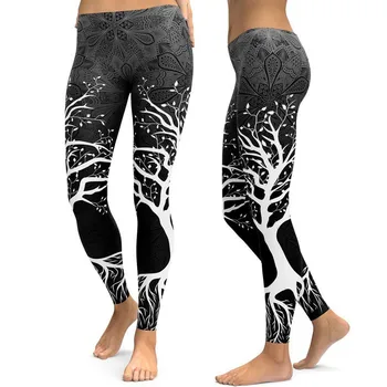 SAGACE Yoga Pantalones Árbol de Impresión Leggings Ejecución de Pantalones de Yoga de la Mujer de la Aptitud del Deporte Polainas de Correr Gimnasio Estirar Pantalones de Cintura Alta