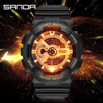 SANDA 2020 venta Caliente Reloj Par de Mano Única Función de Lámpara Digital resistente al agua reloj de Pulsera Multifunción Relojes Electrónicos de Regalos