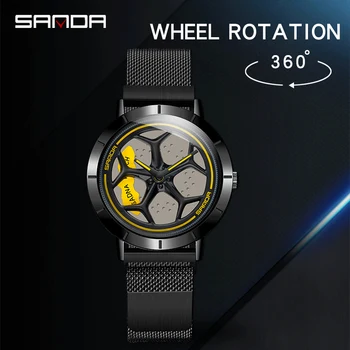 SANDA 2020 venta Caliente de los Hombres Reloj Único De 360° de Rotación del Dial de Rueda Relojes Broche Imán Impermeable Movimiento de Cuarzo de Regalo del Reloj 1022