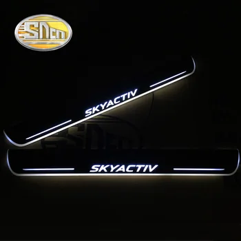 SNCN 4PCS Acrílico Movimiento LED de Bienvenida Coche de Pedales de desgaste de la Placa de Pedal Umbral de la Puerta de la Vía de la Luz Para Mazda 3 2016 2017 2018