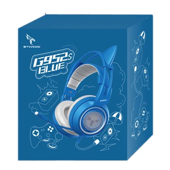 SOMIC G952S Azul Wired Gaming Headset Con Micrófono Estéreo para PS4 XBOX PC Phone Desmontable Gato Oreja los Auriculares Chica Encantadora Auricular