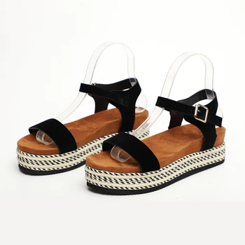 Sandalias de las Mujeres de Verano de las Señoras de la Moda de Cuero de las Sandalias de Cuñas de Confort Gran Tamaño de Zapatos de Verano de las Mujeres de la Playa de la Sandalia zapatos de mujer