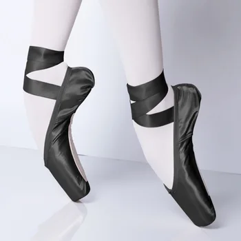 Satinado Ballet Zapatillas De Puntas Negras De Las Señoras Profesional De Ballet De Niñas Zapatos De Las Mujeres De Bailarina De Ballet De Danza Desgaste