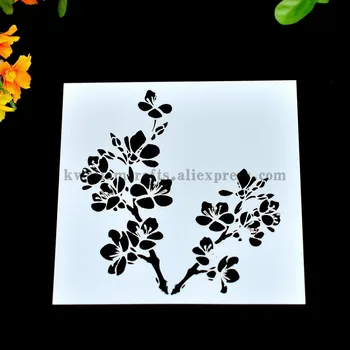 Scrapbooking herramienta de la tarjeta de DIY álbum de enmascaramiento pintado con aerosol de plantilla de dibujo de plantillas de corte láser de plantillas de flores de Cerezo 8071171