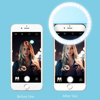 Selfie del Anillo del LED Luz de Relleno Exigible Portátil Teléfono Móvil Selfie de la Lámpara 3 niveles de Iluminación Luminoso Anillo Clip Para Todos los teléfonos Celulares