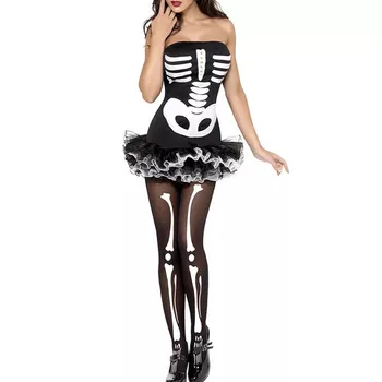 Sexy Halloween Esqueleto Óseo Zombie Traje Tutu Mini Corsé Vestido Tubo Mujeres Adultas Miedo De Tul De Terror Horror Traje Para Las Niñas