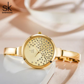 ShengKe de Lujo de diamantes de imitación de la moda de Señora de la Pulsera de reloj de Pulsera de las Mujeres se visten los Relojes de Cuarzo de la Marca Superior del Reloj Relogio Feminino