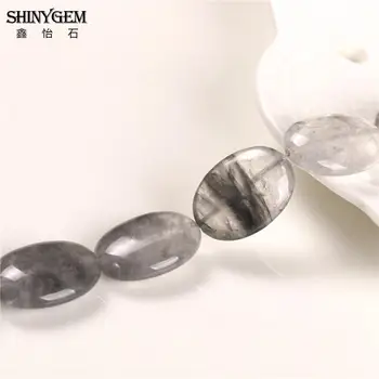 ShinyGem 15*20 mm/22*30 mm Ovalada Natural de la Nube de Cuarzo Cuentas de Cristal Negro Liso y Blanco de piedras preciosas Perlas De BRICOLAJE para la Fabricación de Joyas 5pcs