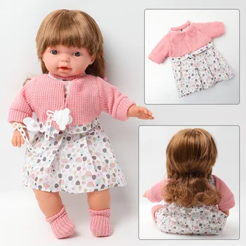 Simulación de sonido Bebe reborn doll pelo largo de 12 pulgadas Realista relleno de algodón de silicona muñeca del Bebé juego de Ropa para los juguetes de las niñas niños