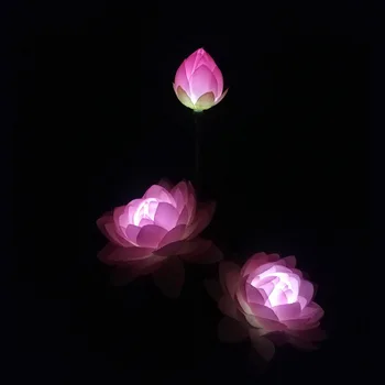 Solar LED Flor de loto de Color de la Luz de Ahorro de Energía Lámparas de Césped al aire libre, Sendero del Jardín Patio de Decoración 3LED de Flores de Parte de la Lámpara