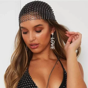 StoneFans Nueva Malla de diamante de imitación de Pañuelo en la Cabeza Turbantes para las Mujeres Bling Cristal Vendas artículos de Sombrerería Femenina de Moda Accesorios para el Cabello