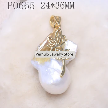 Super Grande Colgante de Perlas Keshi Kiwa Perla Natural de Color Blanco Colgante Con Material de la Aleación Colgante de la Joyería de DIY Regalos