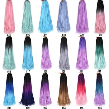 TOMO trata de 24 pulgadas arco iris de Ganchillo de Cabello Caja de Trenzas 22Roots Sintético de Color en el Trenzado de las Extensiones de Cabello Ombre Crochet Trenzas Rosa Roja