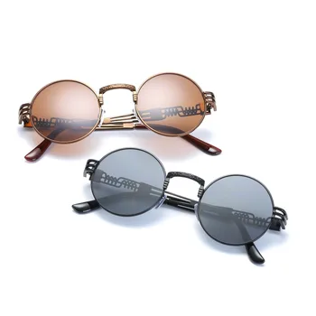 TOYEARN de la Vendimia de los Hombres Ronda Steampunk Gafas de sol de las Mujeres de los Hombres de la Marca del Diseñador Retro Gótico Espejo Gafas de Sol Para los hombres Oculos de sol