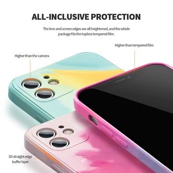 TPU Protección Completa de la Cubierta Suave Para el iPhone 11 12 Pro X XR 11 XS Max 7 8 6 6s Caso de Teléfono Nuevo Estilo de Acuarela Caso del iPhone