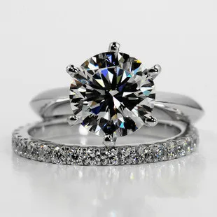 TRS03 de Oro Blanco de color 0.6-3carat sona Simulado Joya anillo de bodas establece para las mujeres,925 anillo de plata de color de conjuntos, conjunto de anillo de promesa