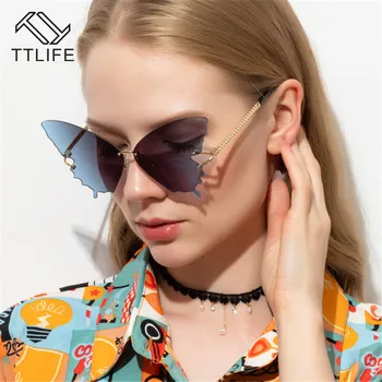 TTLIFE Mariposa Montura de Gafas de sol de las Mujeres de Lujo de la Marca del Diseñador de Moda de gran tamaño Steampunk Gafas de sol Vintage Gafas UV400