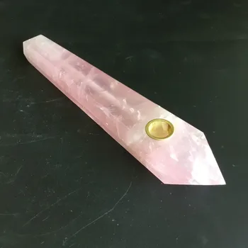 Tiempo tamaño Natural de cuarzo Rosa piedra de cristal de color Rosa de las piedras preciosas pipas de fumar