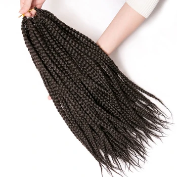 Trenzar el cabello de 18 pulgadas Caja de Crochet de Extensiones de Cabello,22 hebras/pieza Ombre Sintético Trenzas Marrón Negro Rubia