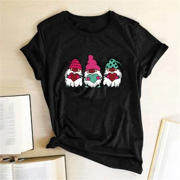 Tres Enanos Impresión del Patrón de camisetas de Mujeres Lindas Camisetas para los Adolescentes de las Camisetas de Algodón de las Mujeres Gráfico Harajuku Camiseta Camisetas Kawaii