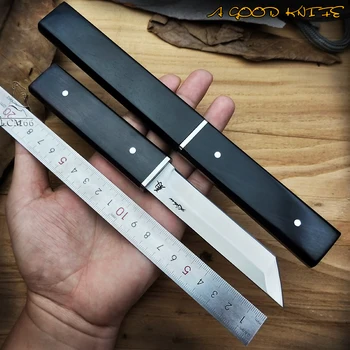 Táctica japonesa cuchillo Cuchilla Fija Cuchillos de mango de Ébano, madera sable afilado camping cuchillo de caza de la serie de la herramienta de samurai estilo