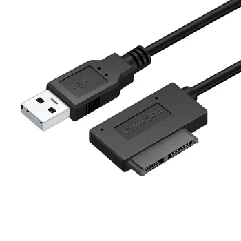 USB 2.0 Mini Sata II 7+6 13Pin Adaptador Convertidor de Cable para el ordenador Portátil de CD/DVD ROM Unidad Slimline