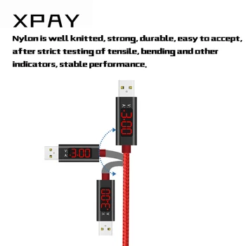 USB Cable de Pantalla Para IOS TypeC Usb Microusb 3A Rápido Cable de Carga Con LED Voltaje Actual de la Pantalla de Nylon Teléfonos de Cable