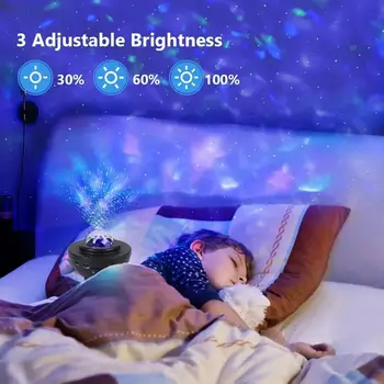 USB Colorido Cielo Estrellado Galaxy Proyector de Luz de la Noche Blueteeth Reproductor de Música de Luna de Noche LED de la Lámpara de Proyección Dormitorio Decoración