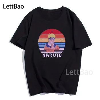 Unisex de Naruto de la Moda Japonesa de Anime de Camiseta de los Hombres Casual y Cool Streetwear Camiseta de Sasuke de dibujos animados Divertidos de la camiseta Hip Hop Top Tee Macho