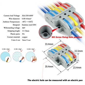 Universal de Cableado Conector del Cable de la PCT SPL Rápido Cable Conector Push-in Conductor del Bloque de Terminales del Led de luz eléctrica splitter
