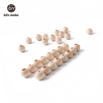 Vamos a hacer 200pcs de Madera de la Dentición de Perlas Libres de BPA Bricolaje Mosaico Perlas del Agujero de 12mm de Regalos de Bebé Collar de Encanto Colgantes Bebé Chupadero