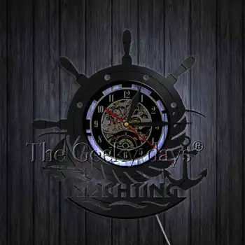 Vela de Arte Decorativo Reloj de Pared de la Vela de la Nave de la Rueda de Anclaje 3D de Pared Relojes de Marina Decorativos Marineros Reloj de Pared Decoración