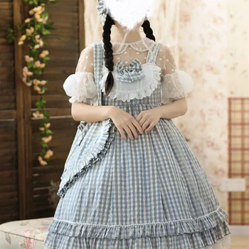 Verano lolita vestido vintage de encaje bowknot kawaii vestido de cintura alta de celosía victoriana vestido de gothic lolita jsk vestido lolita loli