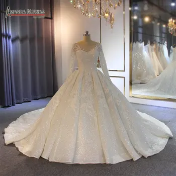 Vestido de novia de 2020, con mangas largas orden de encargo del vestido de boda