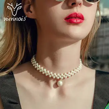 Vienés Perla Gargantilla De Diamantes De Imitación De La Moda Collar De Perlas Para Las Mujeres Estilo Coreano Collar De La Joyería De La Moda