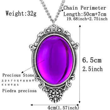 Vintage Grande Púrpura Precioso Colgante de Piedra Collar de Mujer Accesorios de Antigüedades de la Cadena de Largos Collares Colgantes de la Joyería Regalos