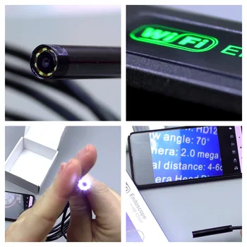 WIFI Endoscopio Cámara Mini Impermeable Suave Cable de Inspección de la Cámara de 8mm de 1M USB Endoscopio Boroscopio IOS Endoscopio Para Iphone